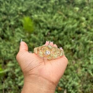 Unique vintage African flower engraved bangle cuff